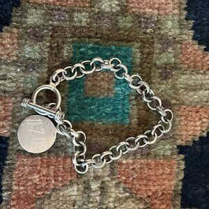 Sterling Silver Charm Bracelet with Engraved Charm